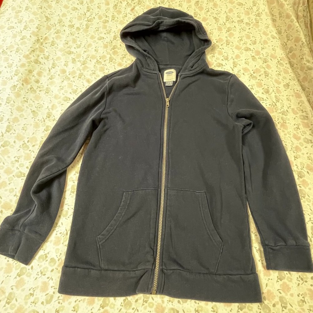 Old Navy Boys XL Zip Up Hoodie, Navy Blue - Kangaroo Pockets